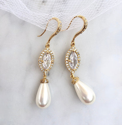 "Andiana" - Freshwater Pearl Bridal Headband and Earrings Set - Available in Silver and Yellow Gold