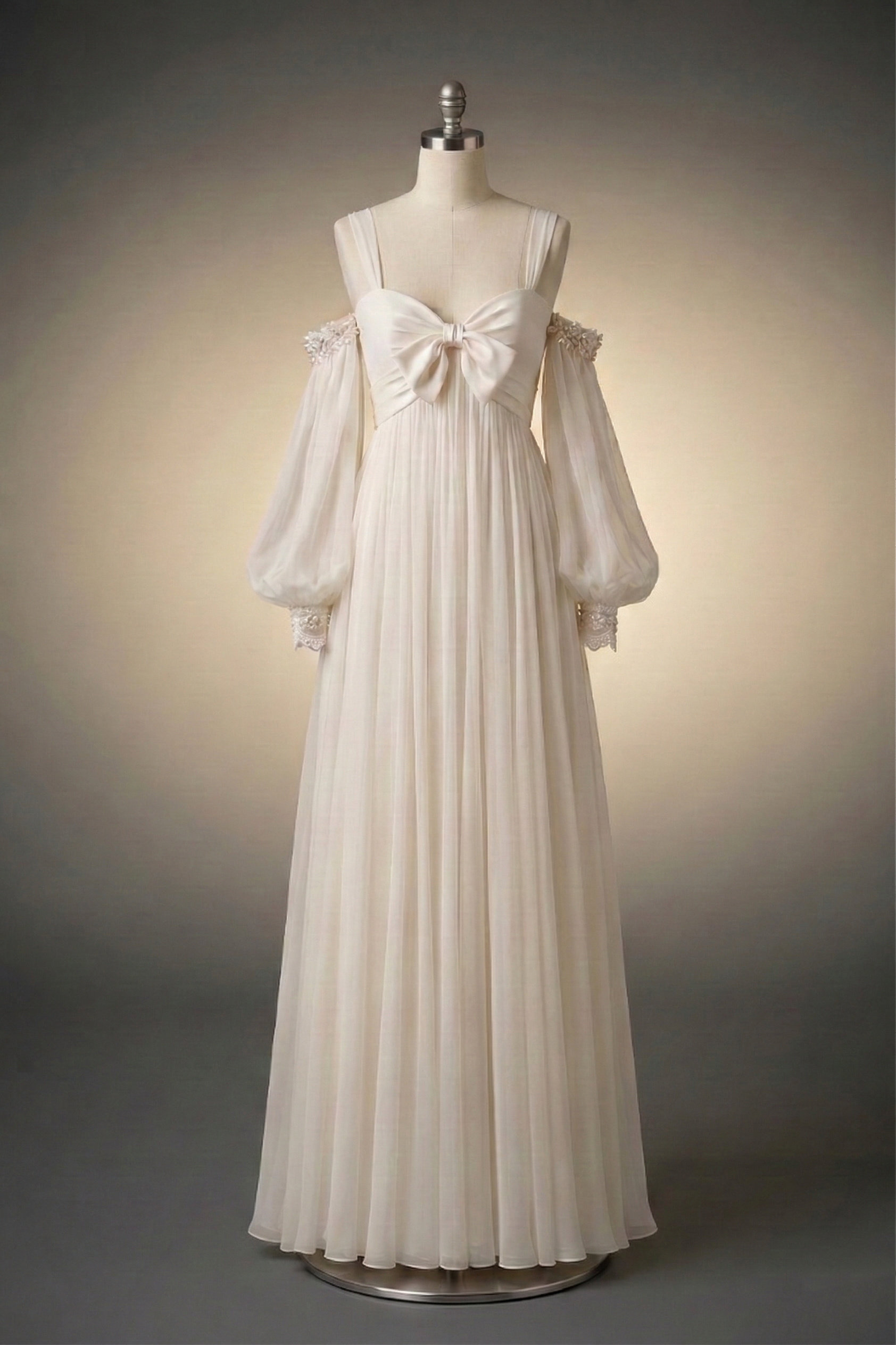 Petaline bridal gown flowing chiffon empire waist wedding dress