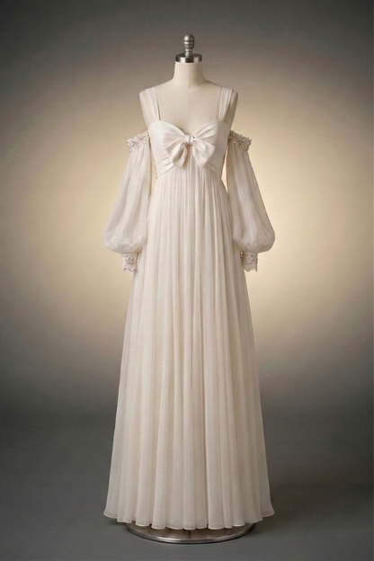 Petaline bridal gown flowing chiffon empire waist wedding dress