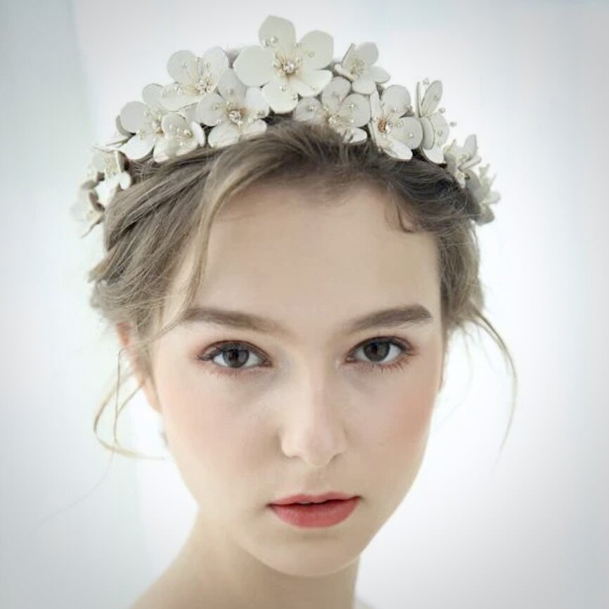 "Adiel" - Eco-Leather Flowers Gold Bridal Headband