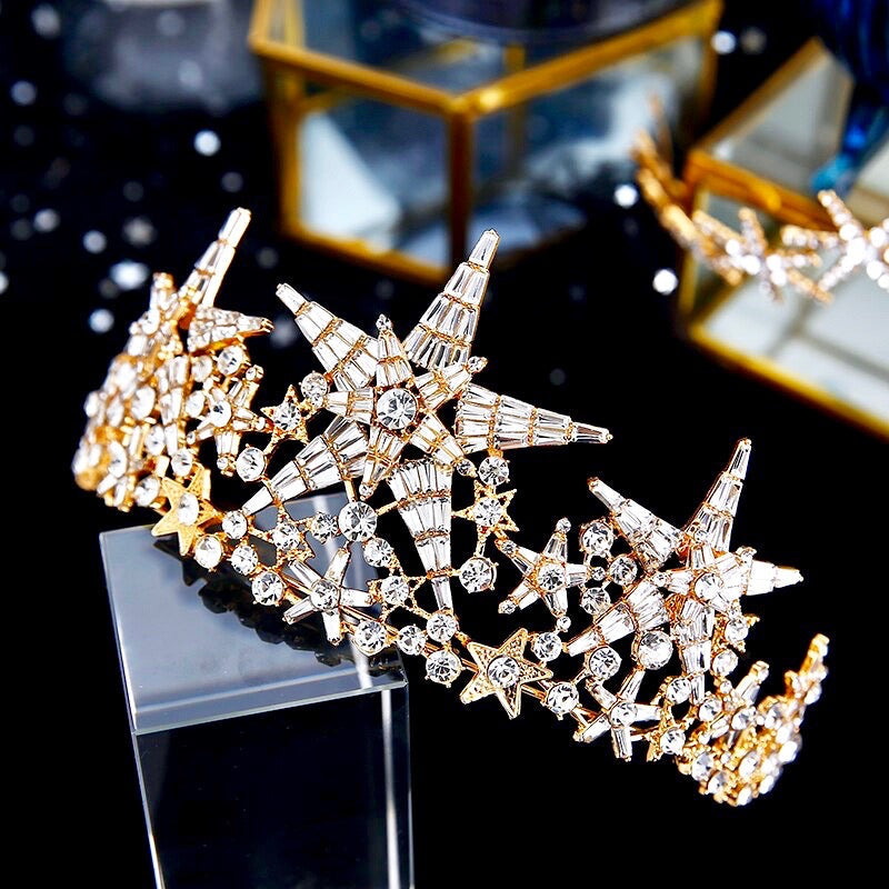 "Andromeda" - Star Wedding Tiara - Available in Gold and Silver