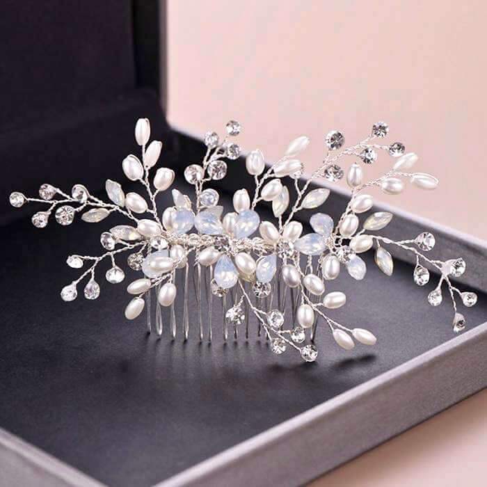 "Acacia" -  Opal and Pearl Bridal Hair Comb