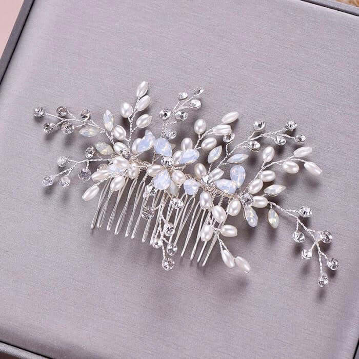 "Acacia" -  Opal and Pearl Bridal Hair Comb