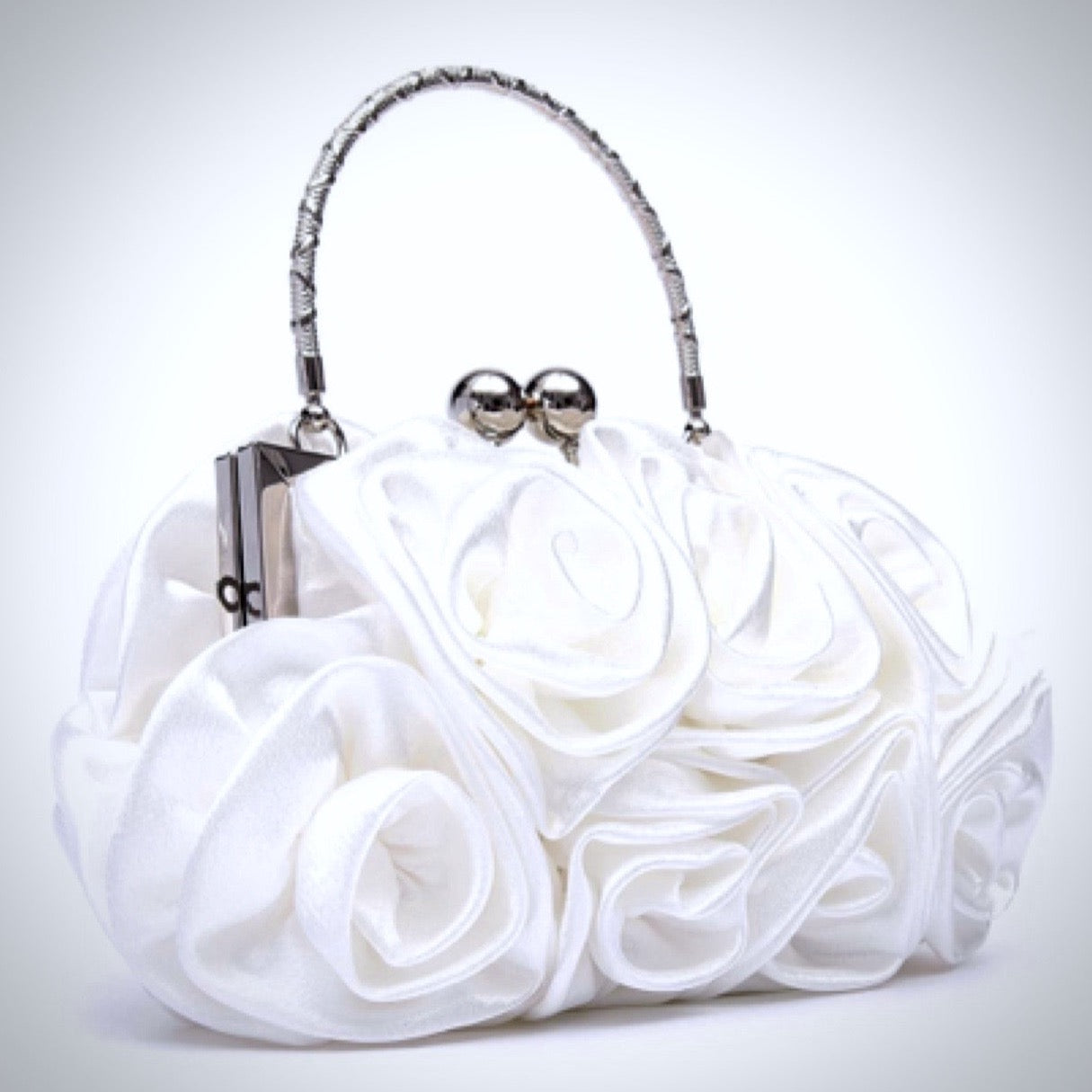 "AnnMarie" - Satin Rose Bridal Handbag Clutch - More Colors