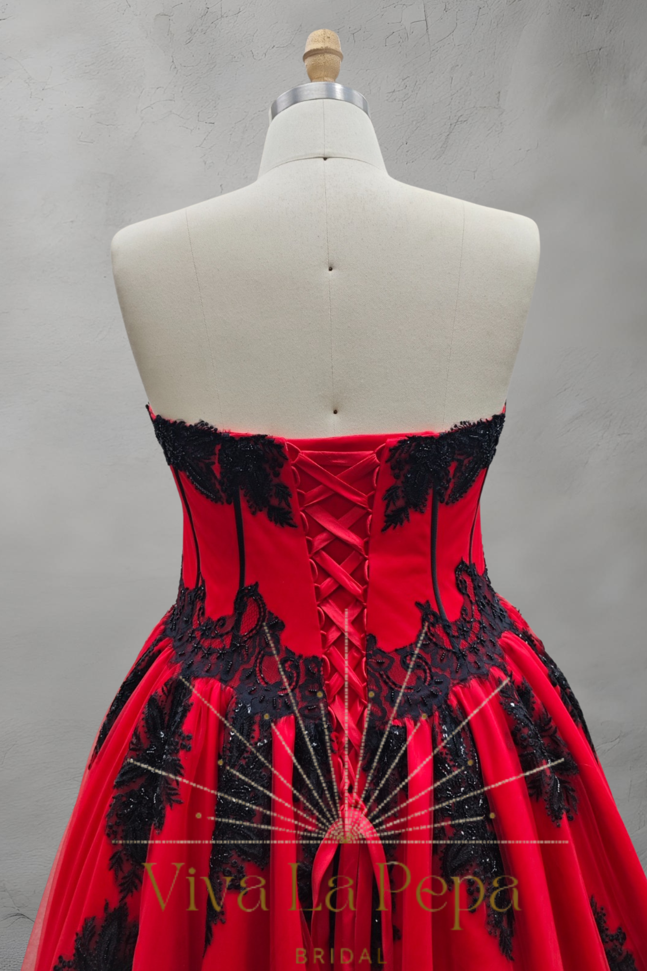 red and black corset dress Ophelia Red & Black Gothic Wedding Dress – Viva La Pepa – A & M Enterprises Bridal