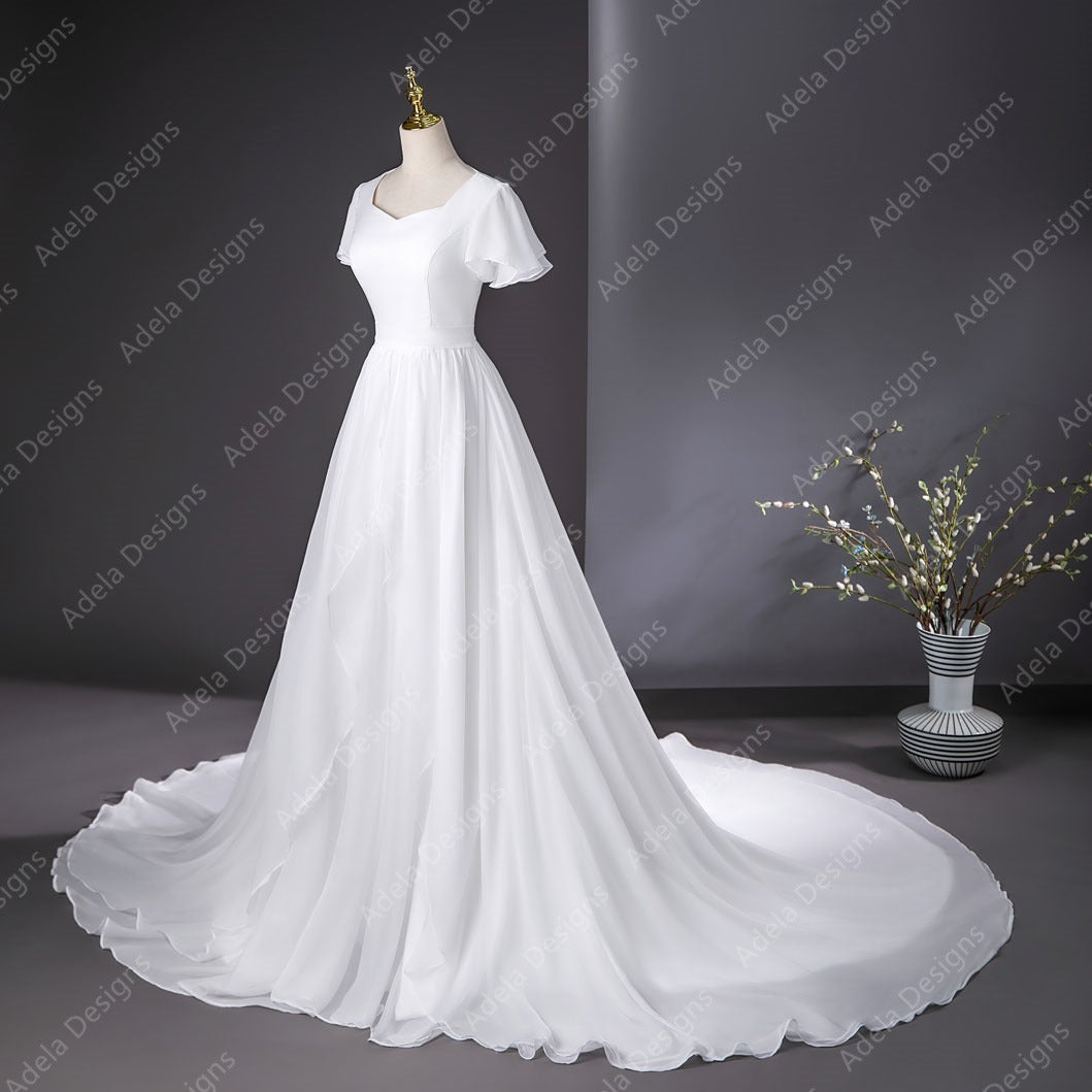 Calantha Design Calantha Wedding Dress – Modest Chiffon A-Line by Adela Designs – A & M ...