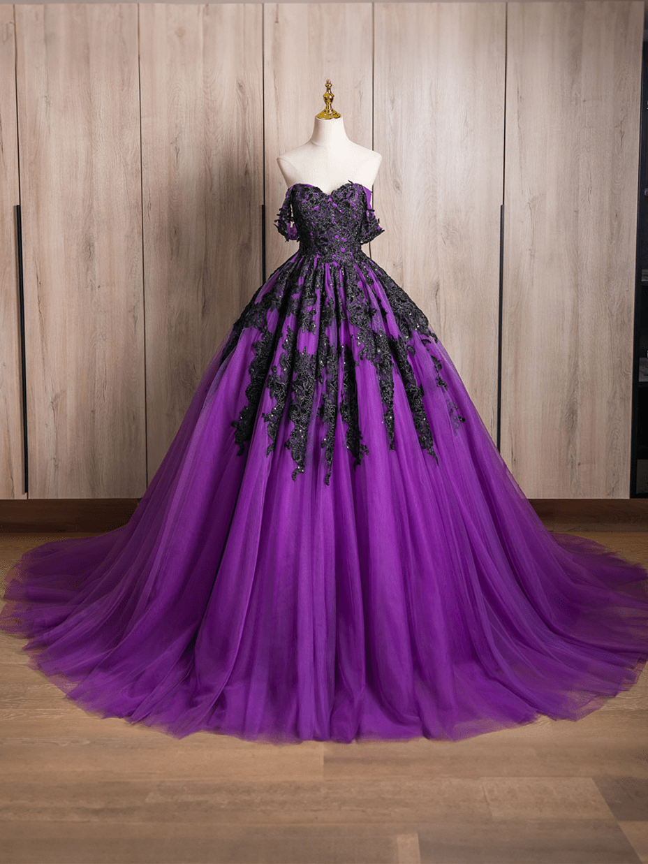 Aviva Gothic Wedding Dress | Purple and Black Ball Gown Bridal A & M Enterprises Bridal Aviva Gothic Wedding Dress | Purple and Black Ball Gown Bridal A & M Enterprises Bridal