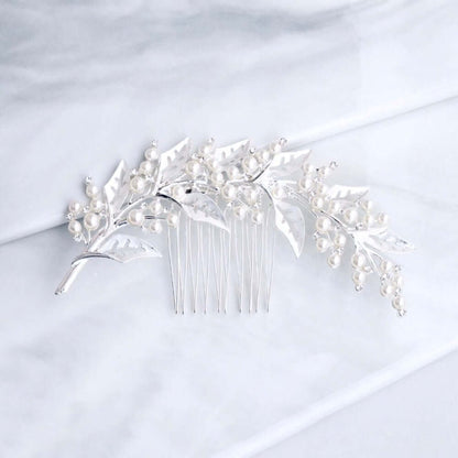 "Adalie" - Pearl Bridal Hair Comb - Available in Silver, Yellow Gold and Rose Gold