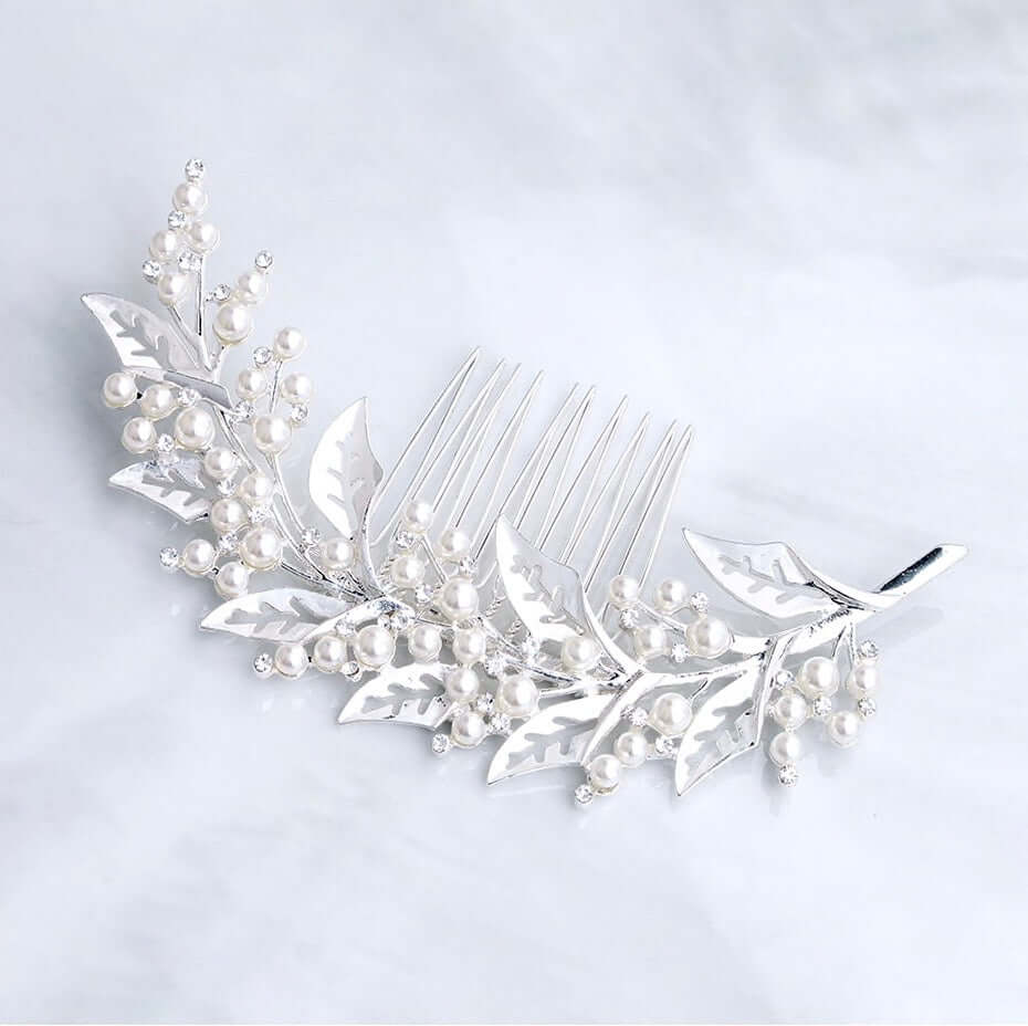 "Adalie" - Pearl Bridal Hair Comb - Available in Silver, Yellow Gold and Rose Gold