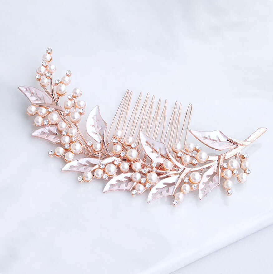 "Adalie" - Pearl Bridal Hair Comb - Available in Silver, Yellow Gold and Rose Gold