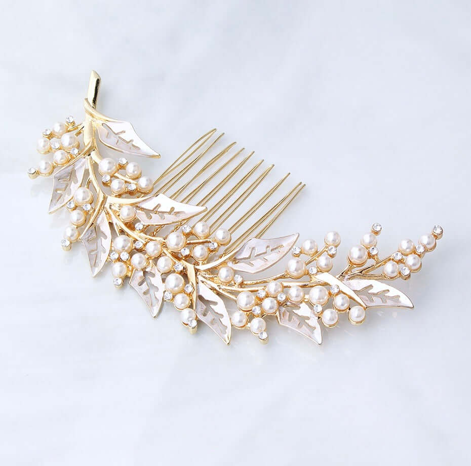 "Adalie" - Pearl Bridal Hair Comb - Available in Silver, Yellow Gold and Rose Gold