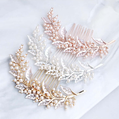 "Adalie" - Pearl Bridal Hair Comb - Available in Silver, Yellow Gold and Rose Gold