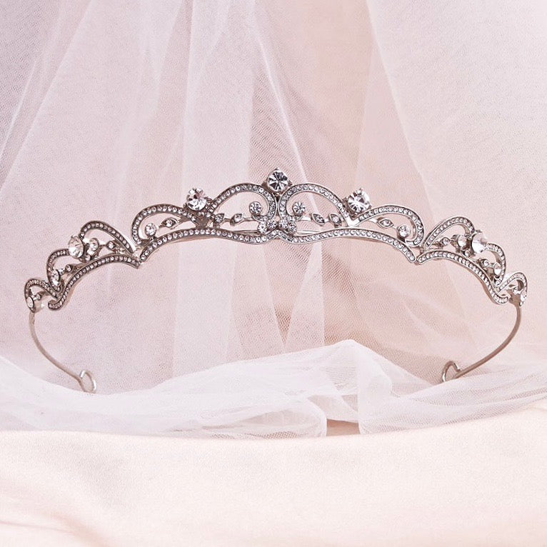 "Anya" - Rhinestone Bridal Tiara - Available in Silver, Rose Gold and Yellow Gold