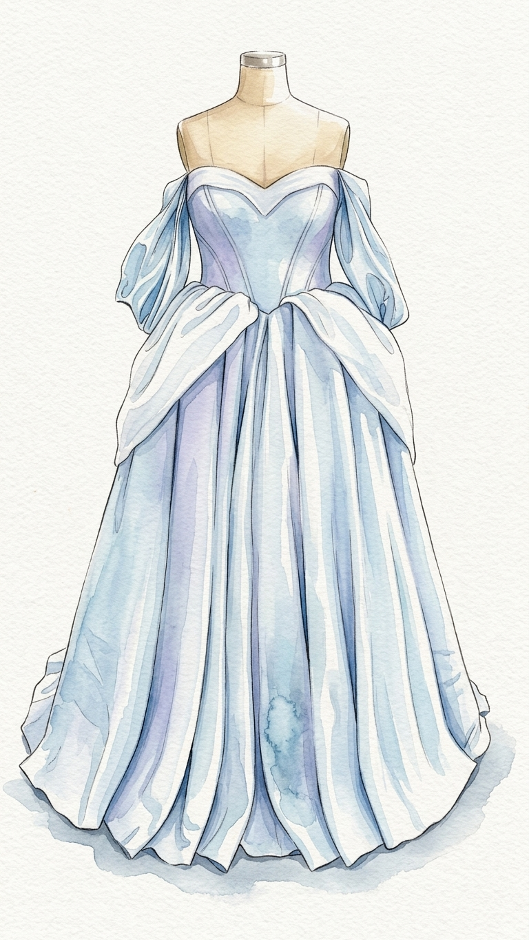 light blue princess wedding dress