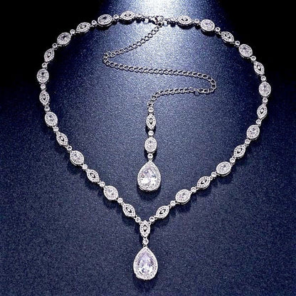 "Alexa" - Cubic Zirconia Bridal Backdrop Necklace - Available in Silver and Rose Gold