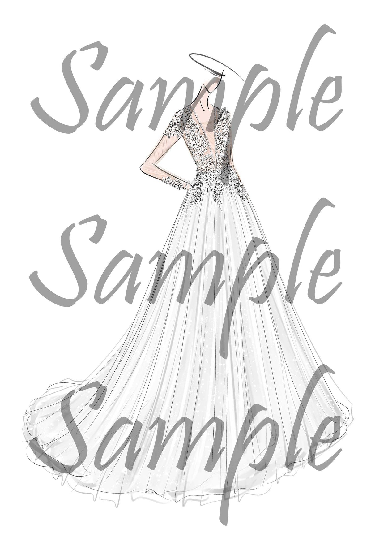 Custom bridal sketch, custom bridal top sketch, fashion sketch, wedding design illustration, custom designed wedding dress drawing