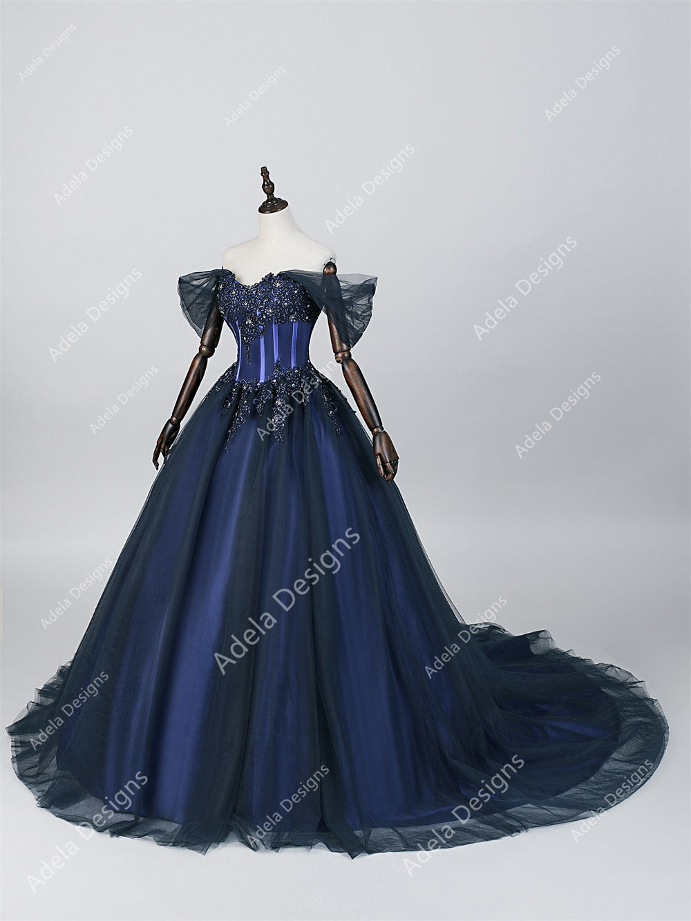 Navy & Royal Blue Beaded Ball Gown Wedding Dress Navy & Royal Blue Beaded Ball Gown Wedding Dress