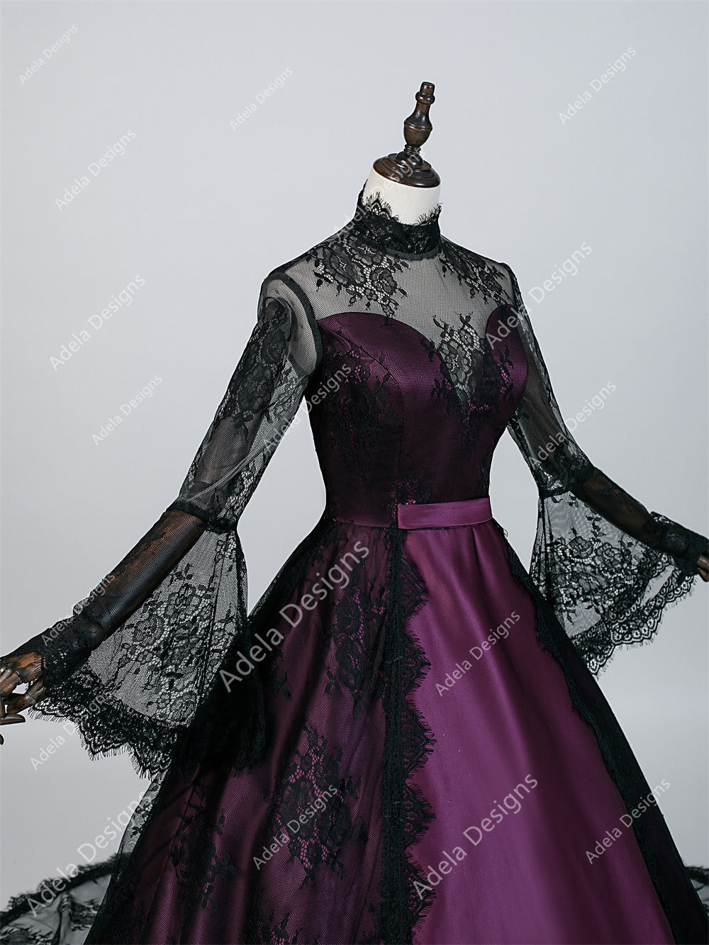 Gothic Black & Purple Ball Gown Wedding Dress | Jocelyne A & M Enterprises Bridal Gothic Black & Purple Ball Gown Wedding Dress | Jocelyne A & M Enterprises Bridal