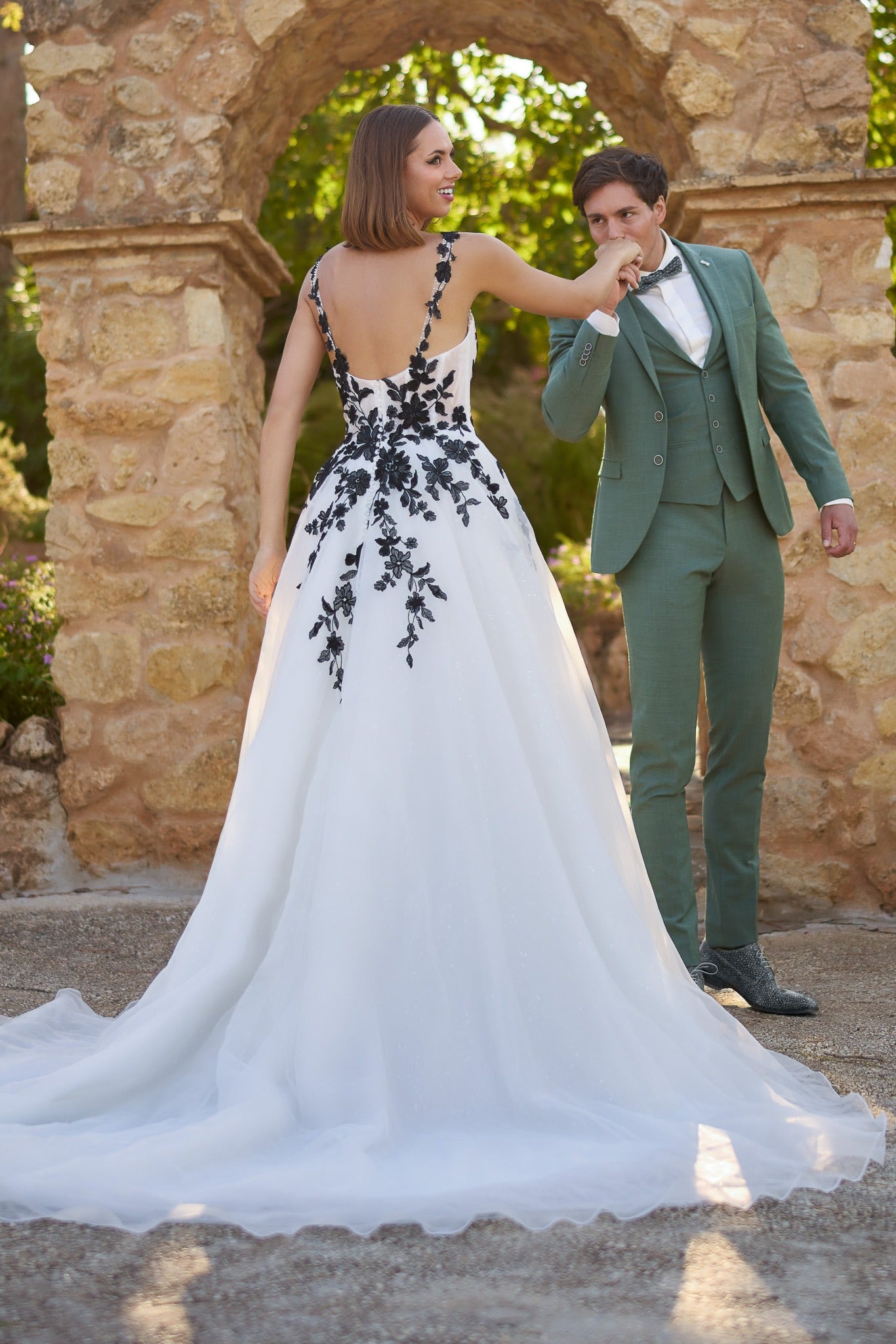 Samantha Black Floral A-Line Wedding Dress | Modern Bridal Gown A & M Enterprises Bridal Samantha Black Floral A-Line Wedding Dress | Modern Bridal Gown A & M Enterprises Bridal