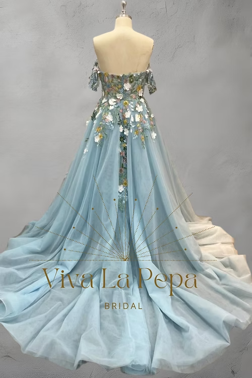 Back view of Celestial Garden wedding dress with corset bodice