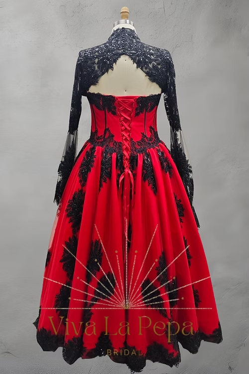 red and black gothic wedding dresses Ophelia Red & Black Gothic Wedding Dress – Viva La Pepa – A & M Enterprises Bridal