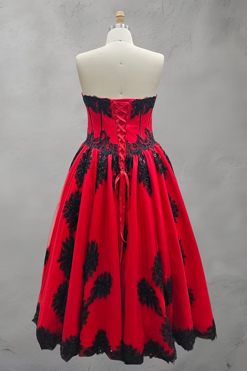 red and black wedding dress Ophelia Red & Black Gothic Wedding Dress – Viva La Pepa – A & M Enterprises Bridal