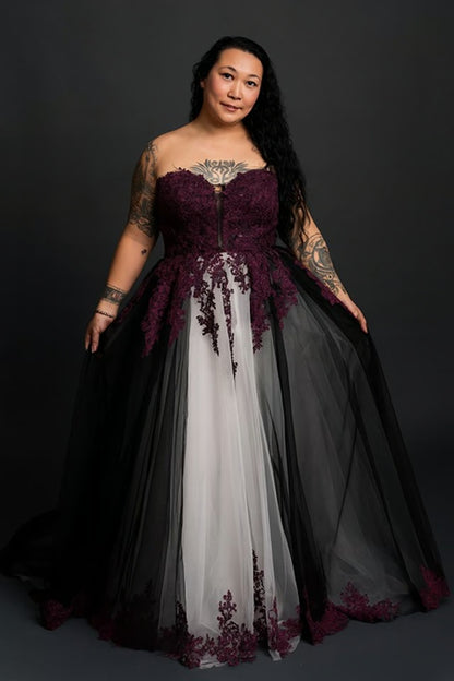 Alternative Wedding Dress Bridal Gown Full Aline Sleeveless Strapless Size 14