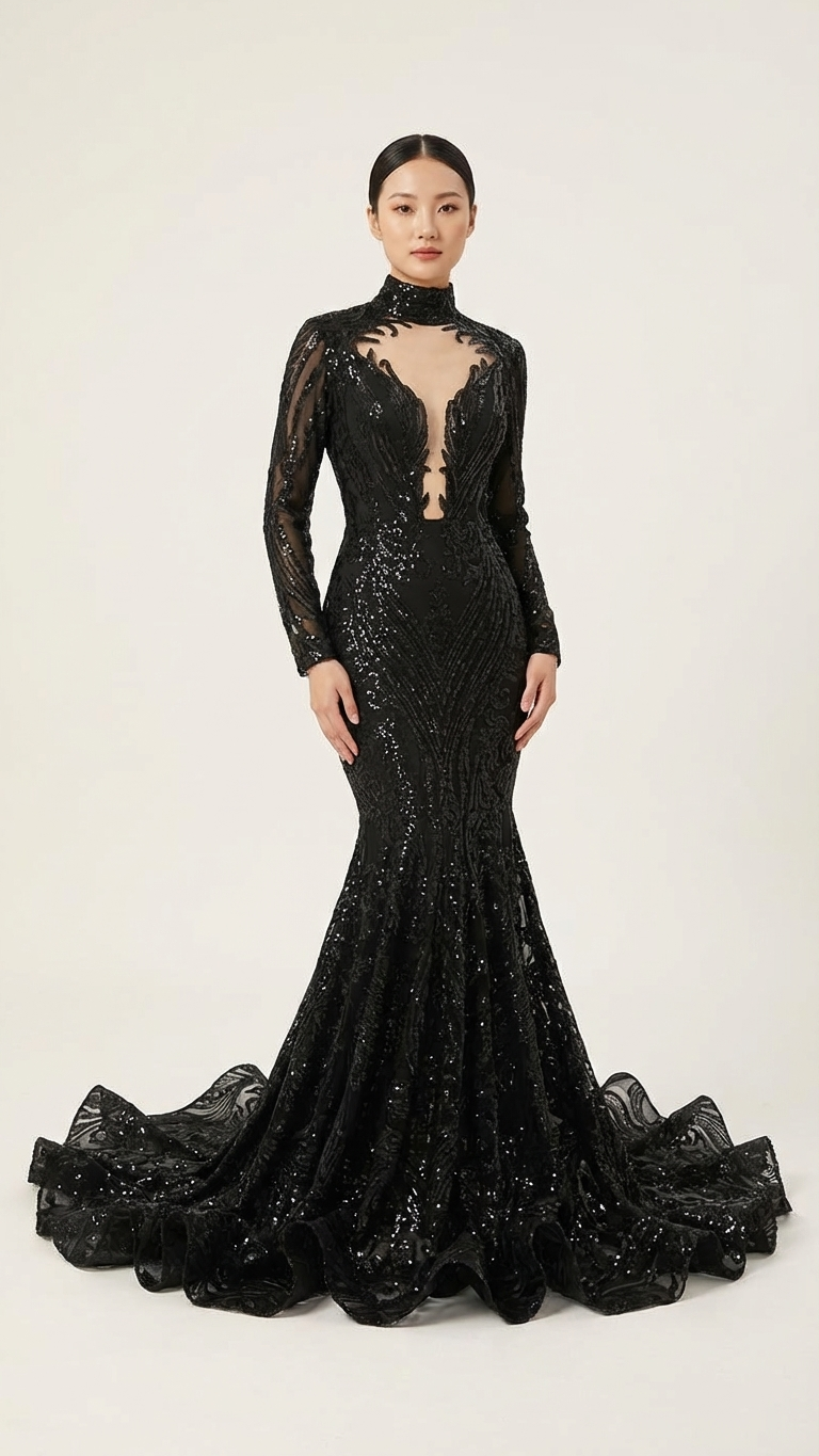 princess polly baby blue dress Strapless Black Lace Keyhole Mermaid Prom Dress – FancyVestido main image 0