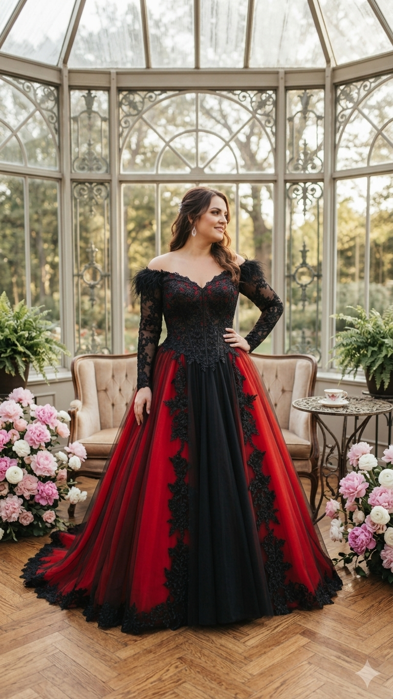 Crimson Raven Gothic Wedding Dress