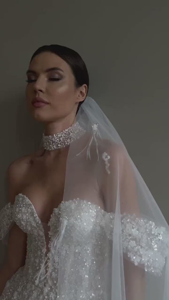 Off The Shoulder Plunging V Neckline Open Back Aline Glitter Sparkle Wedding Dress Bridal Gown Light Catching Unique Design Sexy with Train