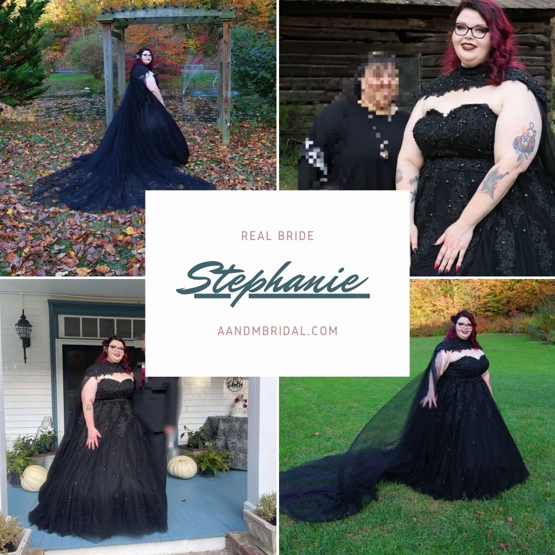 Klyah Black Gothic Wedding Dress Lace Ball Gown with Cape | Dark Bridal A & M Enterprises Bridal Klyah Black Gothic Wedding Dress Lace Ball Gown with Cape | Dark Bridal A & M Enterprises Bridal