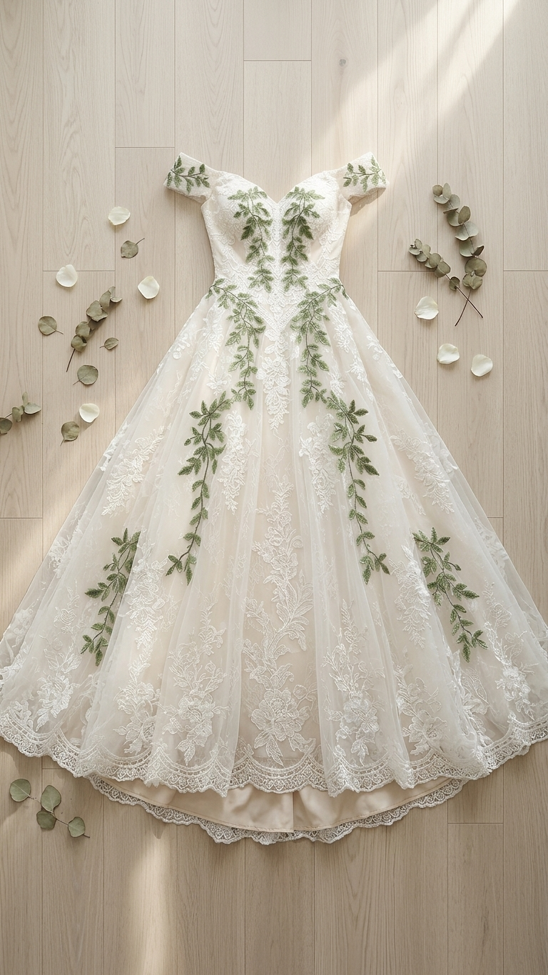 romantic lace wedding dress off shoulder