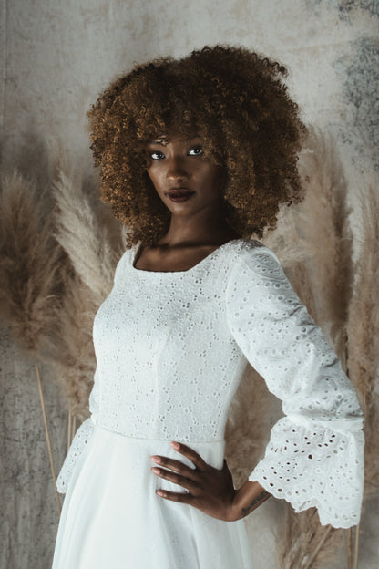 cottagecore wedding dress long sleeve lace