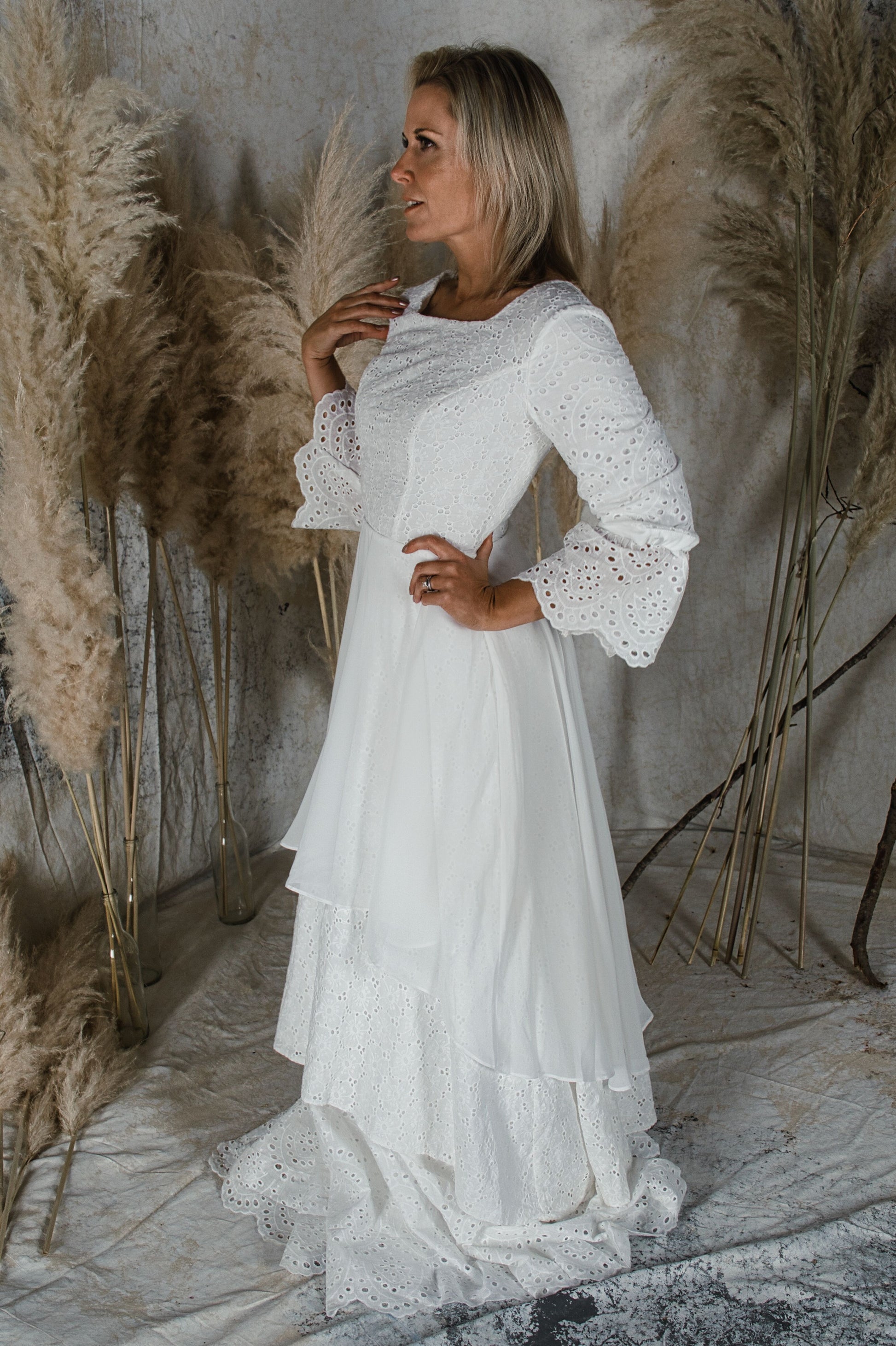 rustic garden wedding dress lace bodice