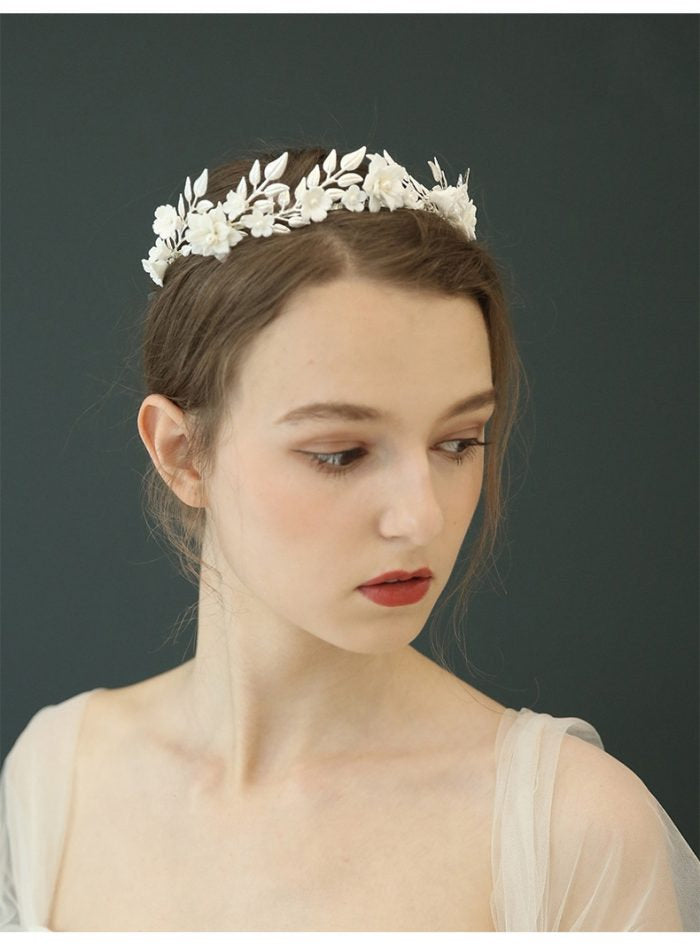 Brides Headbands Rhinestone Floral Leaf Hairbands Wedding Hair Accessories Headdress Crown