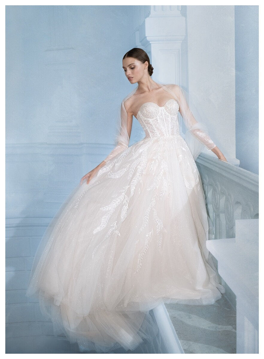 Beautiful Sparkley Bustier Lace Aline Corset Wedding Dress Bridal Gown Sleeveless Open Back Sweetheart