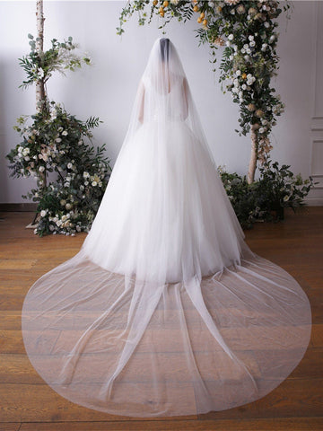 Bridal Veils Tulle Cathedral Wedding Veil Ivory White Comb Simple Design Classic Look 10 Feet
