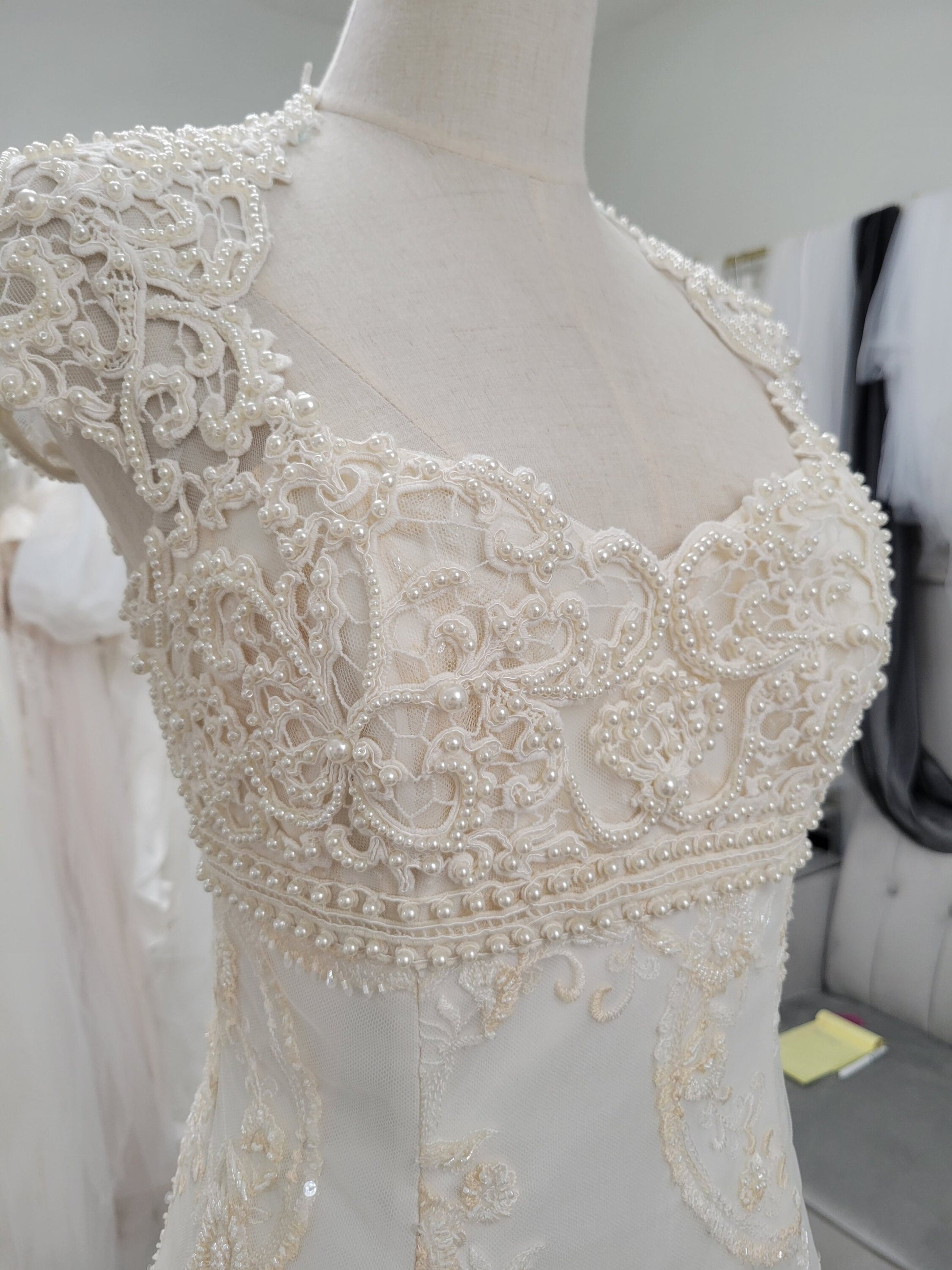 short empire waist wedding dress Deep V-Neck Long Sleeves Empire-Waist Short Satin Wedding Dress