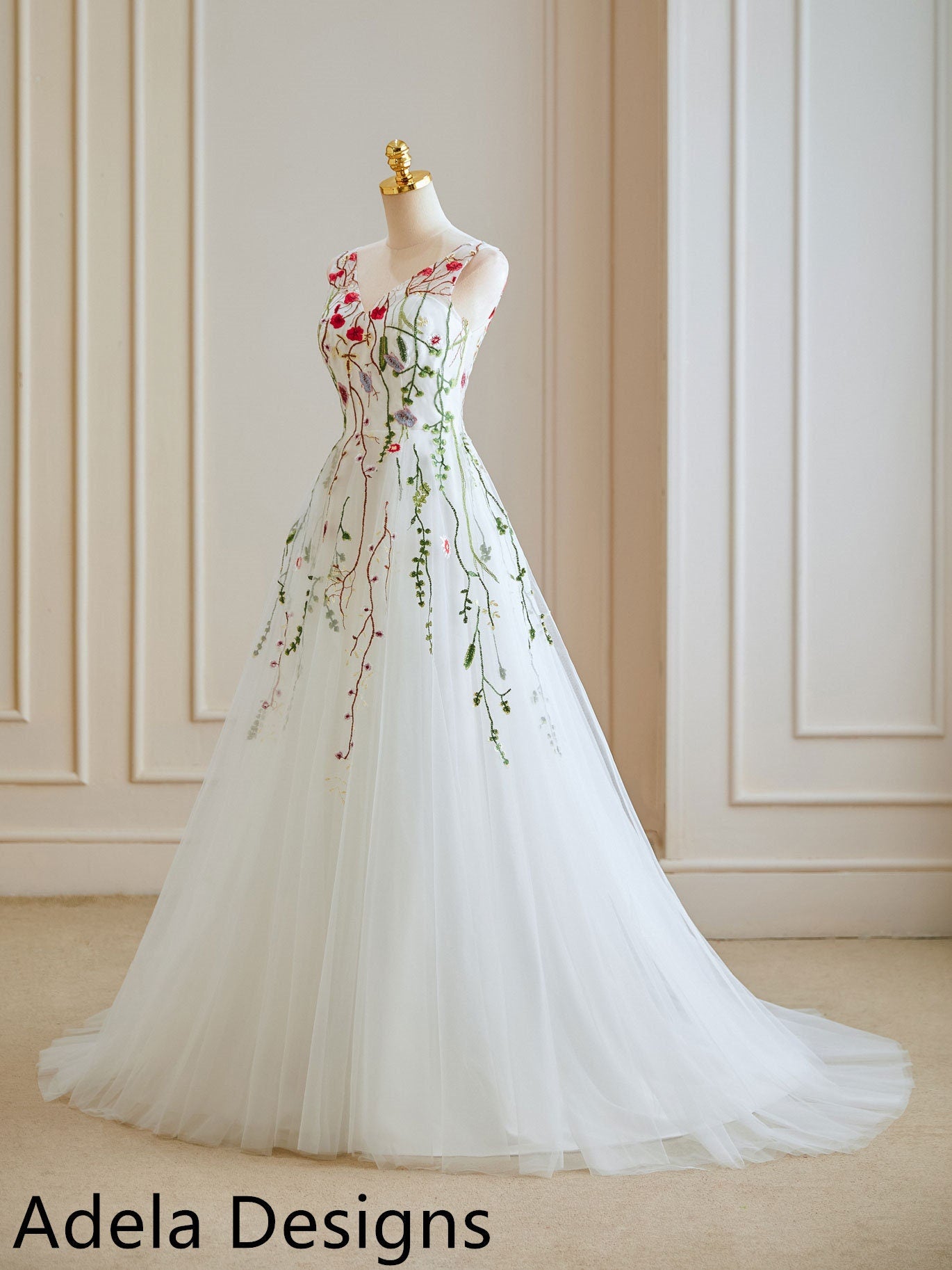 white wedding dress with rose gold Rose Gold Beach Wedding Dress from Lace and Soft Tulle