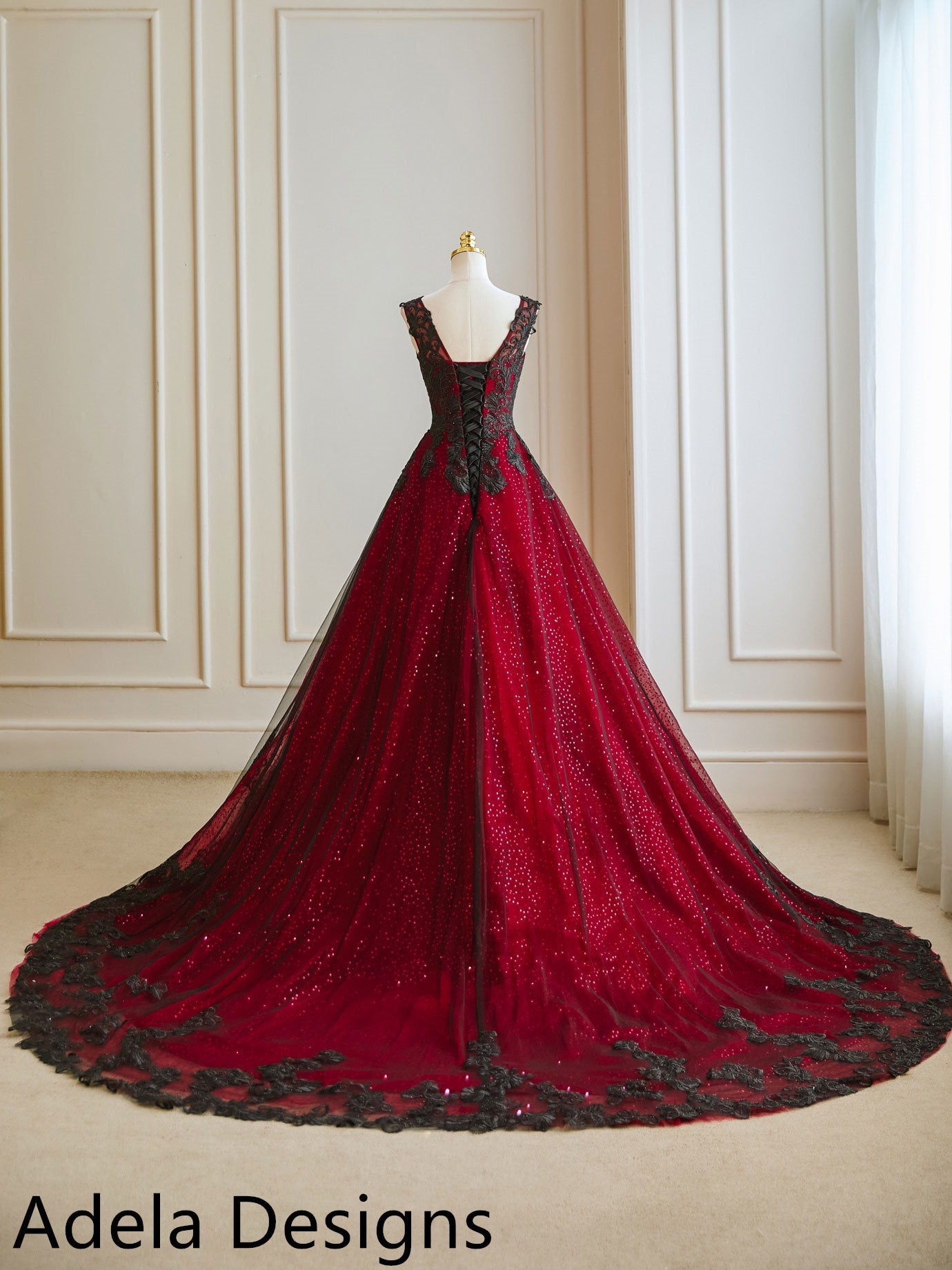 red and white gothic wedding dresses Lillith Gothic Dark Red Mermaid Wedding Dress with White Lace & Cape