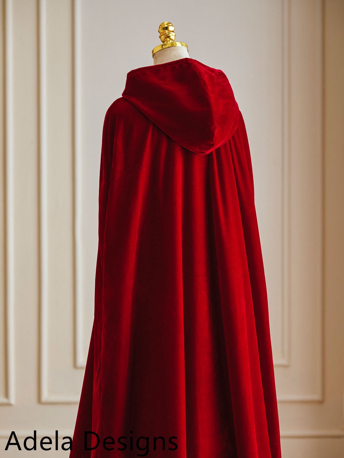 Winter Wedding Dark Red Velvet Bridal Cape 6.5 feet Long