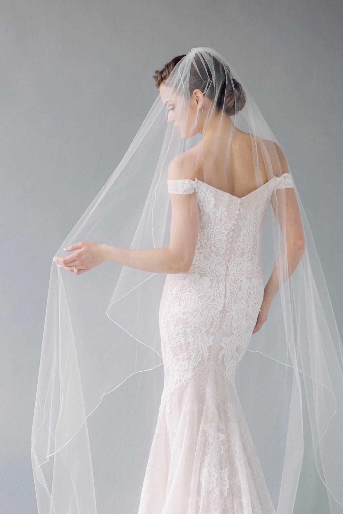 Bridal Veils Simple Satin Edge Tulle Chapel Train Wedding Veil Long Classic Design