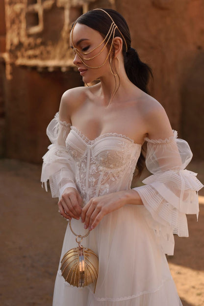 backless bustier for wedding dress Strapless Bustier Backless Corset For Wedding Dress Sparkly Beading Sweetheart Corset Aline Wedding Dress Nude Beige