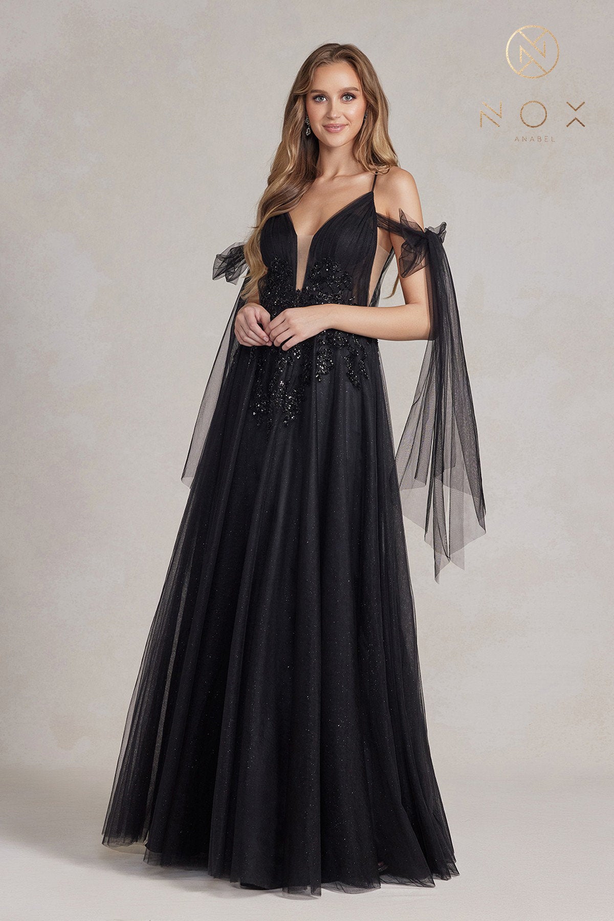 Gothic Black Aline Sleeveless Straps Bows Wedding Dress Bridal Gown Deep V Neckline Open Back Design Corset Laceup Sparkle Floor Length