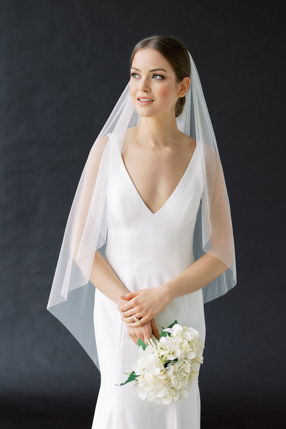 Bridal Veils Simple Wedding Veil Waltz Length Tapered Shape No Embellishments