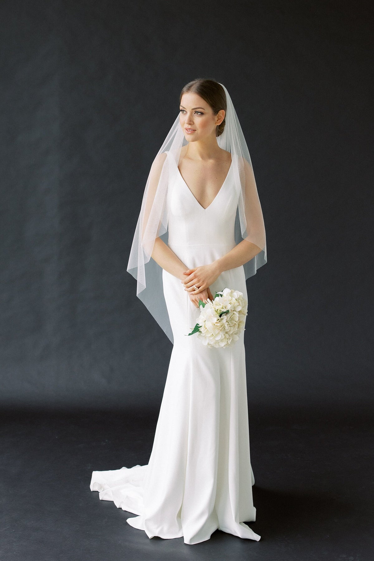 Bridal Veils Simple Wedding Veil Waltz Length Tapered Shape No Embellishments