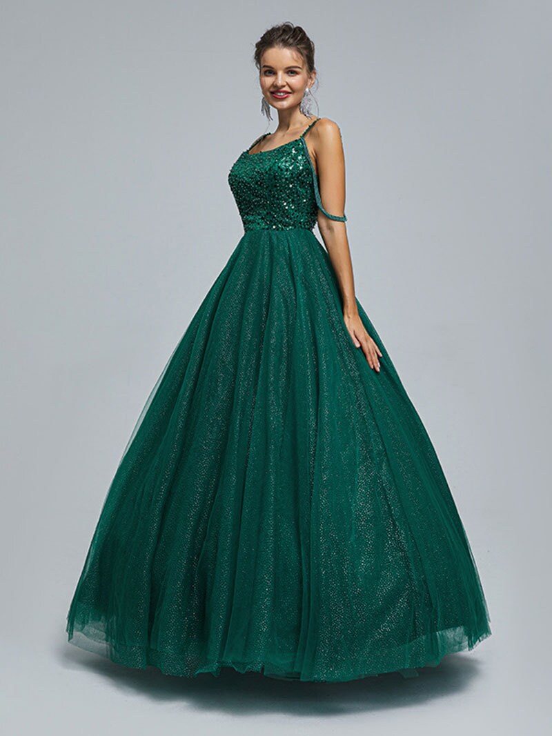 Emerald Green Classic Custom Sleeveless Sequin Top ALine Wedding Dress Bridal Gown Floor Length Open Corset Back Off the Shoulder Beads