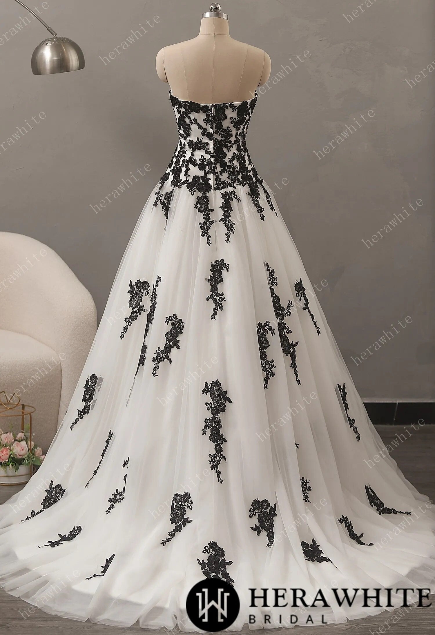 gothic black and white wedding dresses HW2771 – A & M Enterprises Bridal
