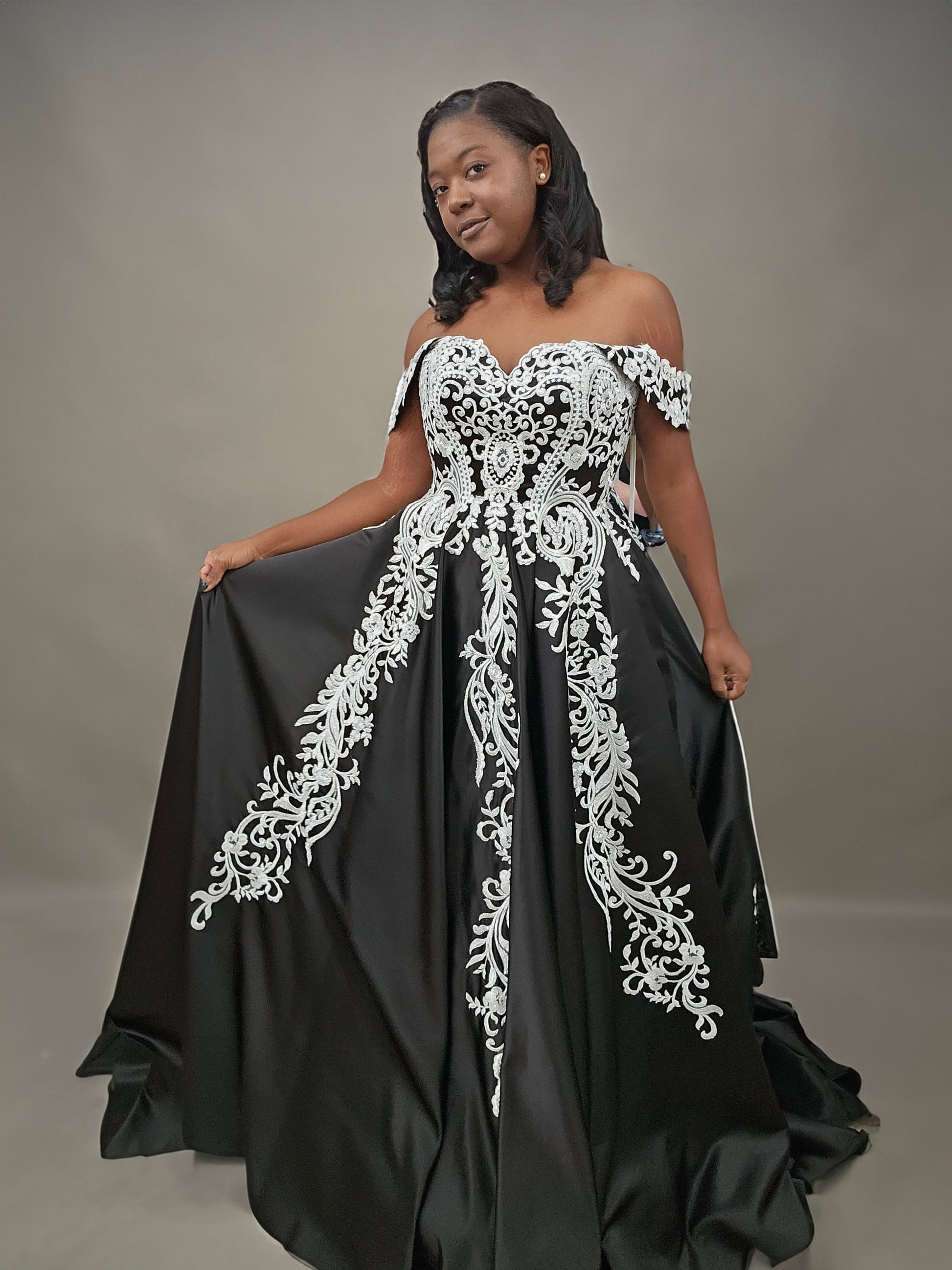 unique corset black wedding dresses Christine Quinn Corset Lace Black Celebrity Gothic Bridal Dress, Dress+Veil