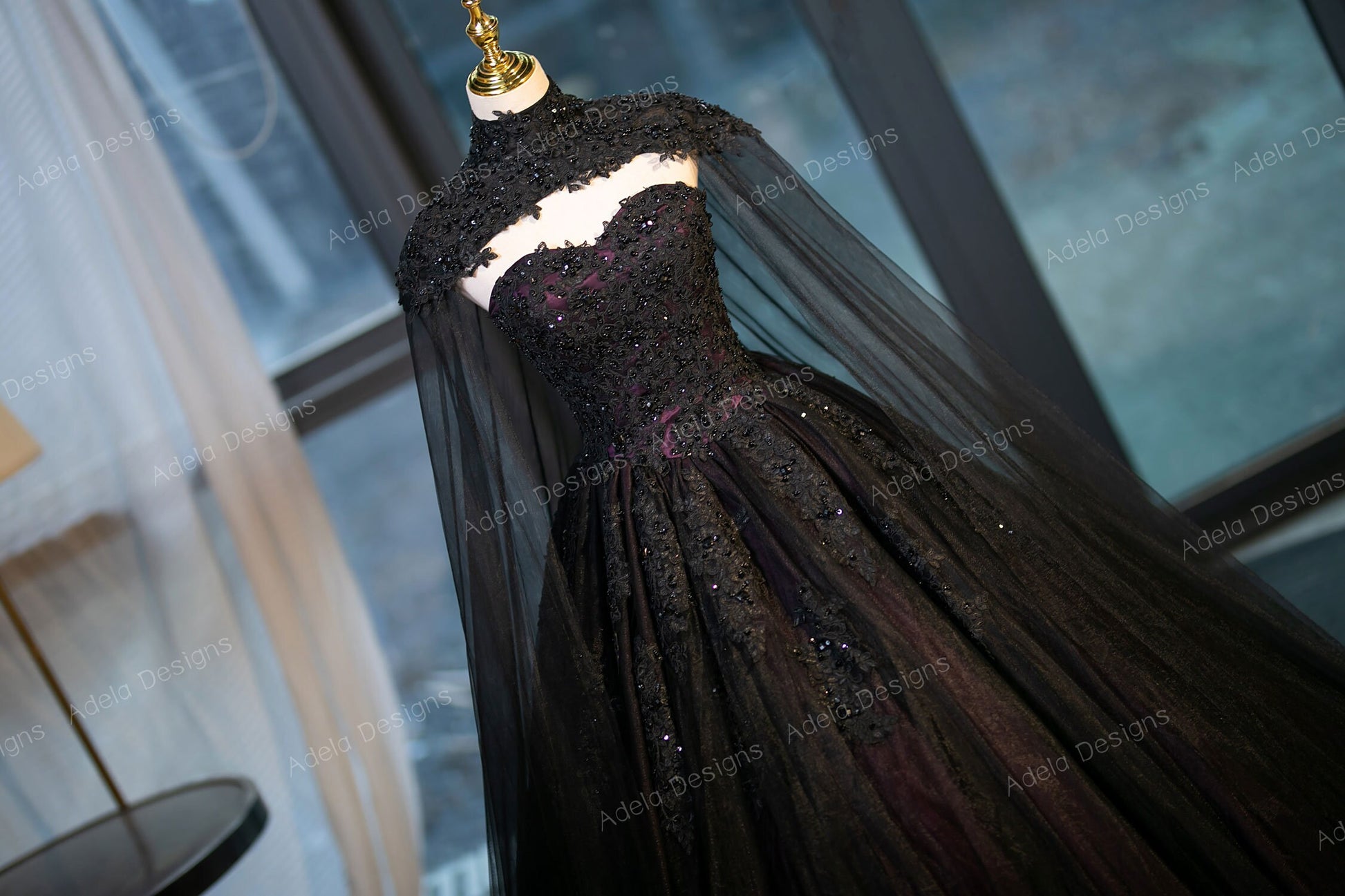 purple and black lace wedding dress Aviva Gothic Wedding Dress